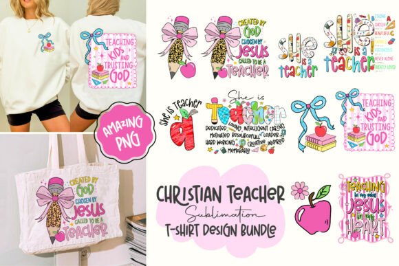 Christian Teacher Design PNG Bundle: Faith-Based Graphics for Educators