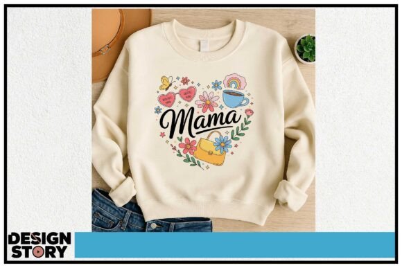 Mama Love Heart Floral T-Shirt Design: A Sweet Celebration for Mom