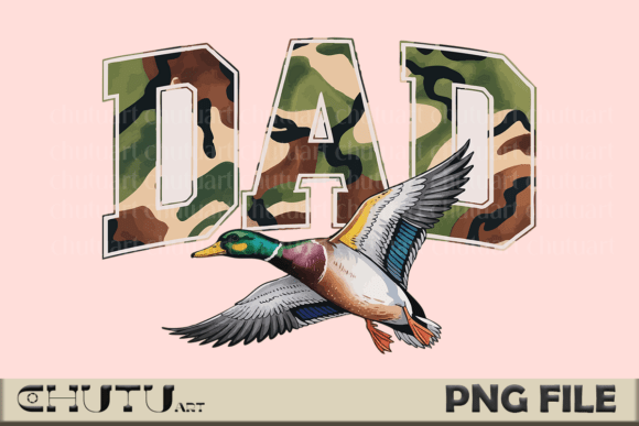 Rugged Design: The Flying Mallard Camo PNG for Outdoorsy Dads