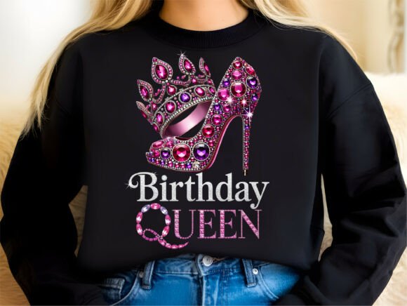 Sparkle and Style: The Glitter Birthday Queen PNG Purple Design