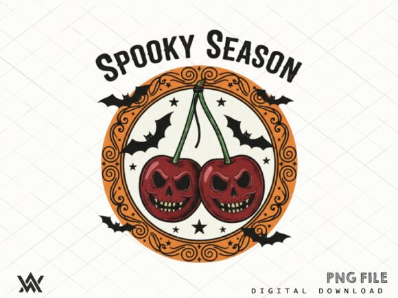 Spooky Season Cherry Skulls PNG Design: Creative Assets
